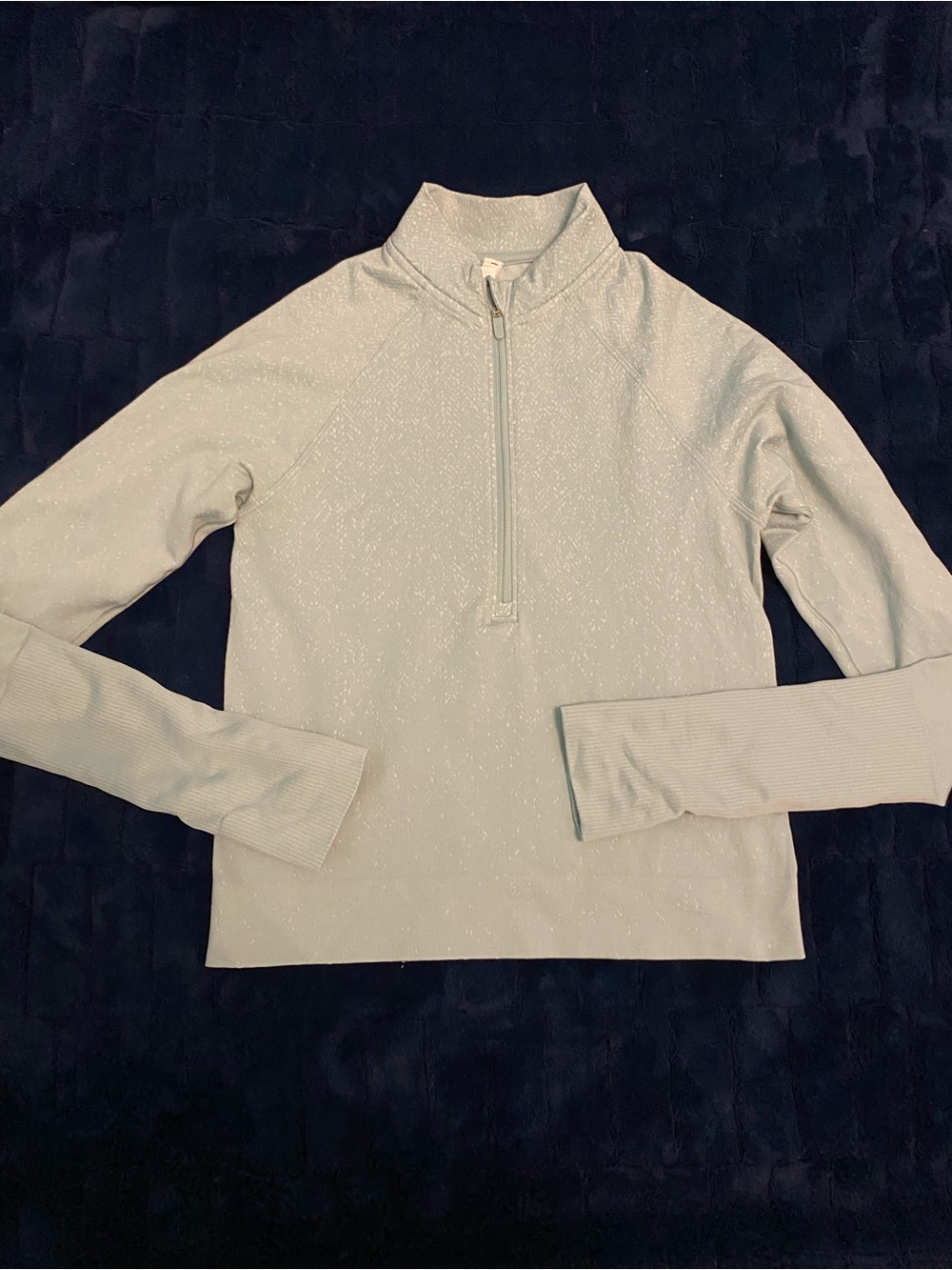 lululemon athletica Pale Blue Sparkle Half-Zip Mock Neck Sweater